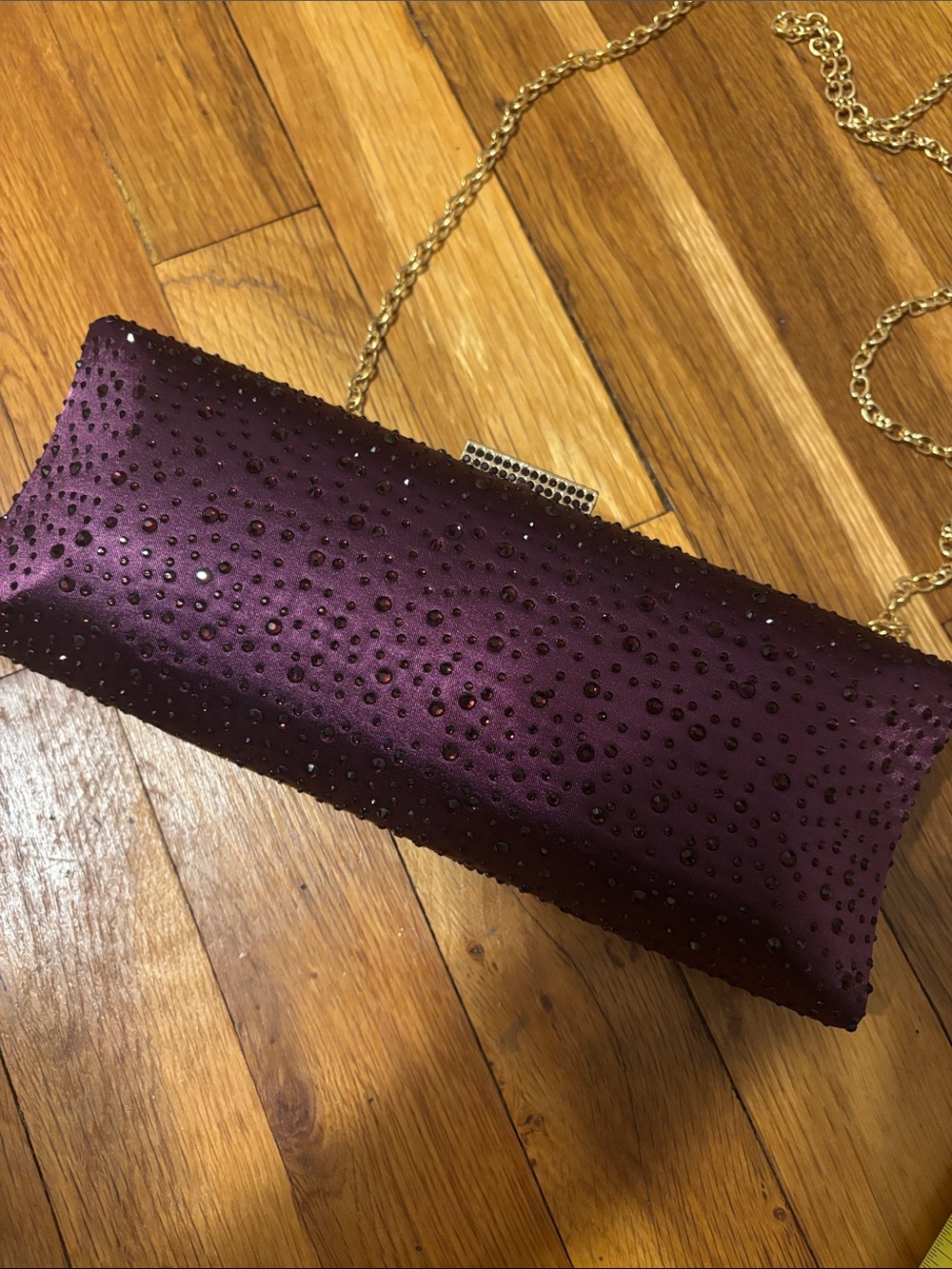 Purple Clutch Crossbody Evening Purse Bag - Picture 8 of 8
